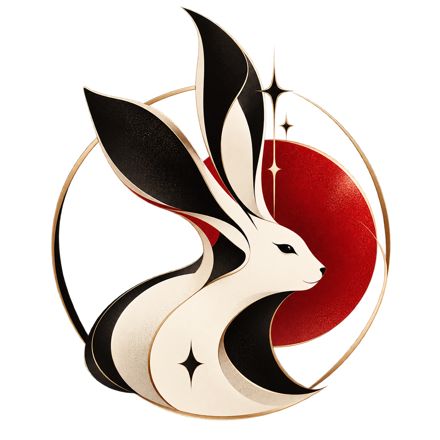 Biểu tượng Rabbit Tarot: chú thỏ tai dài trước đĩa tròn đỏ son